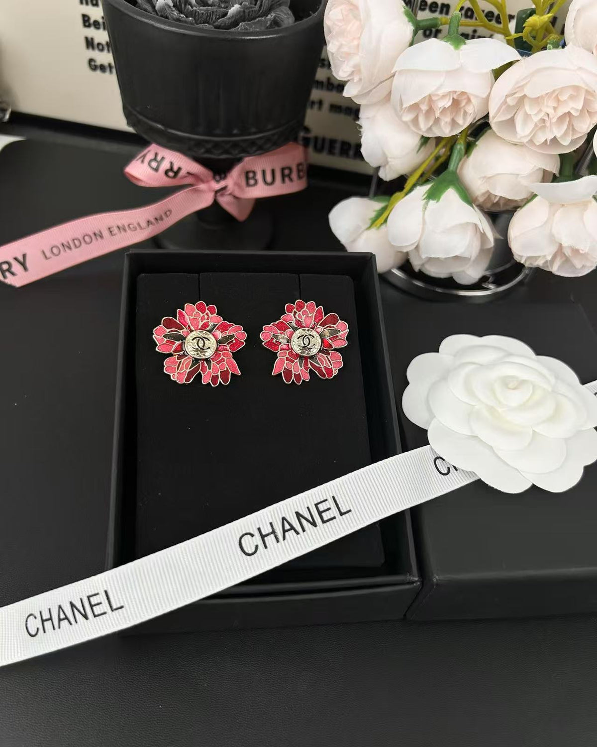 Floral Statement Earrings in Polished Metal-Tone main product view