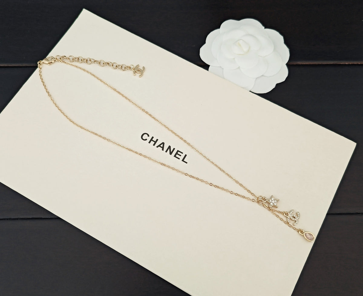 Signature Emblem Pendant Necklace in Gold-Tone – Design 035 close-up detail