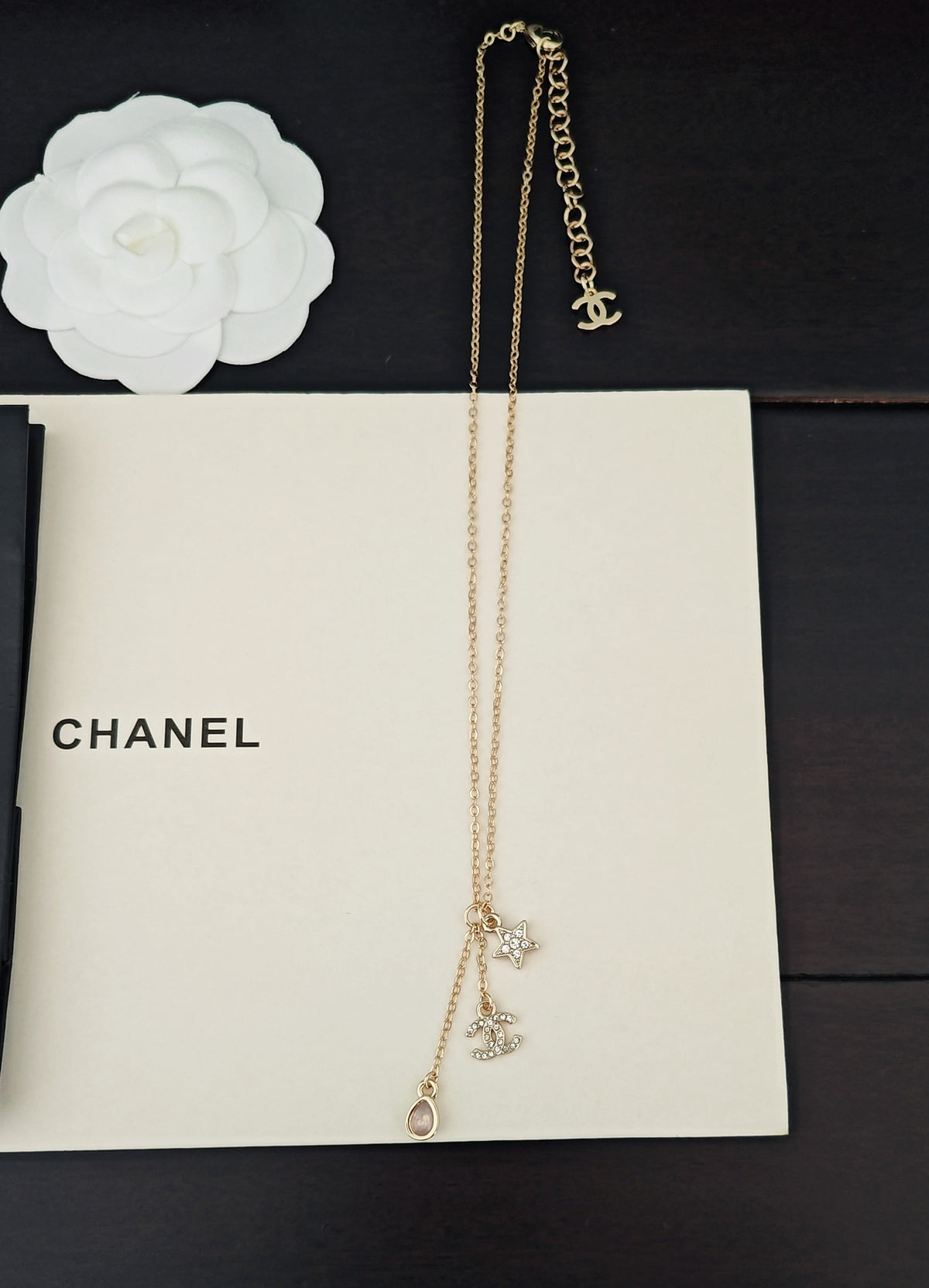 Signature Emblem Pendant Necklace in Gold-Tone – Design 035 side detail