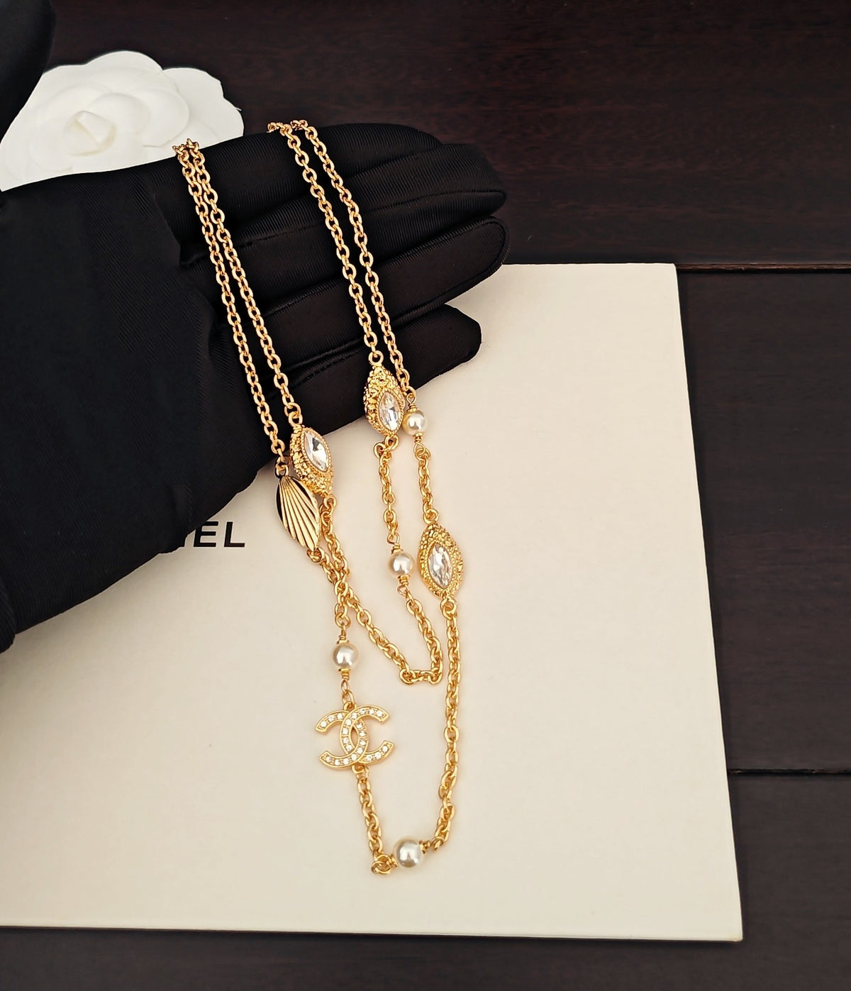 Signature Emblem Crystal-Accent Pendant Necklace – Design 010 main product view