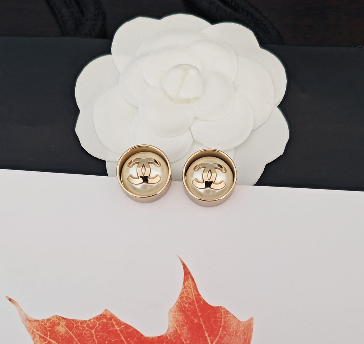 Round Stud Earrings in Gold-Tone – Design 005 styled product view