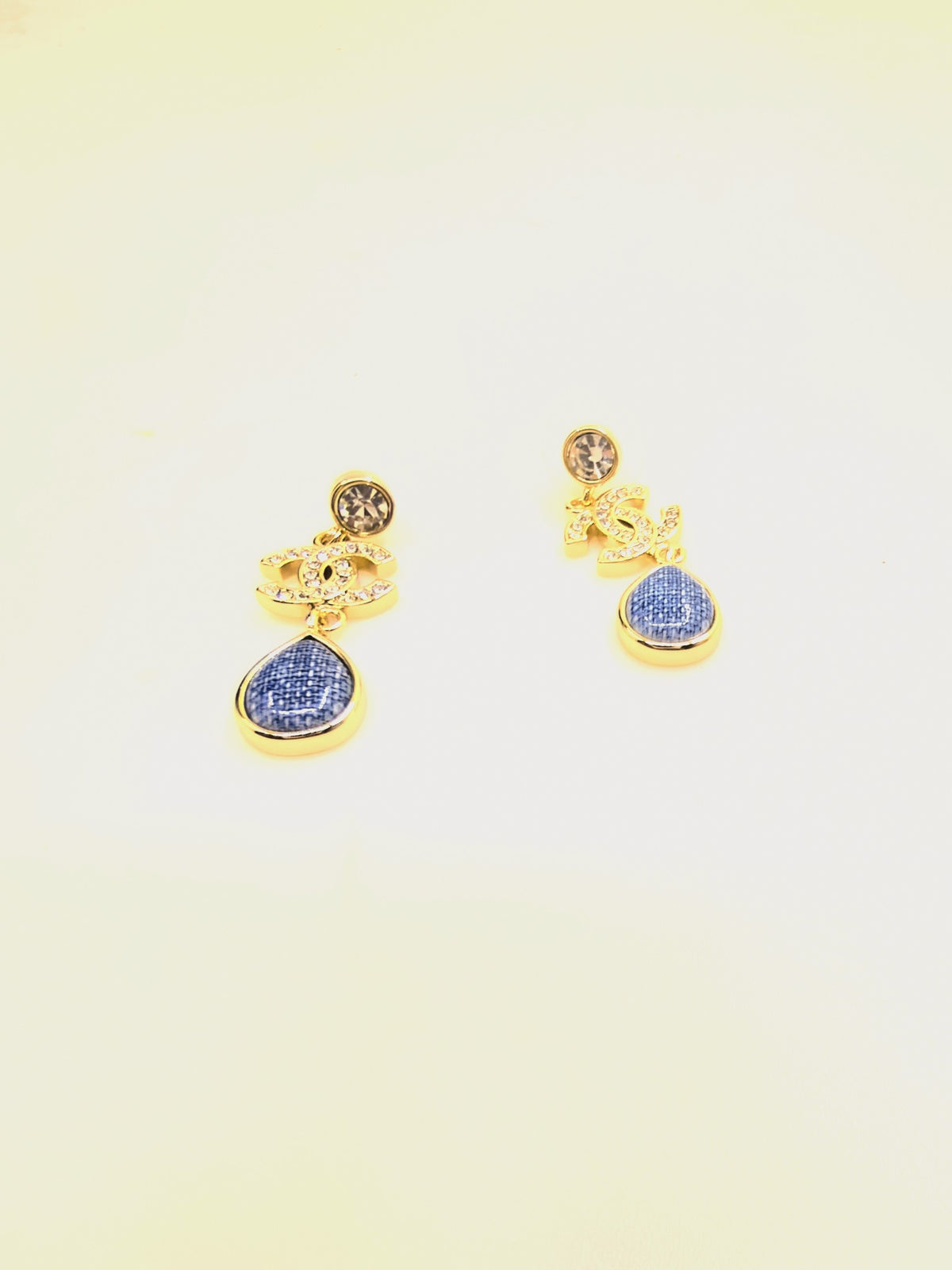 Signature Emblem Crystal-Accent Statement Earrings – Blue Detail main product view
