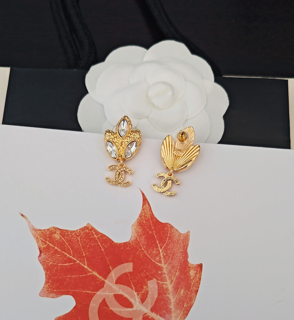 Signature Emblem Crystal-Accent Statement Earrings – Design 011 detail view