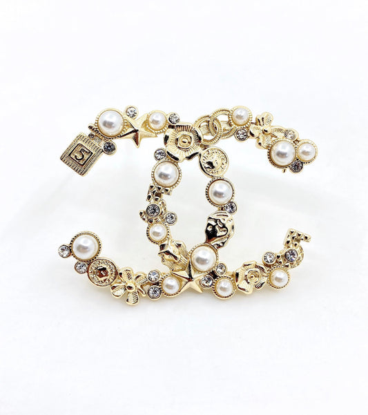 Signature Emblem Brooch in Gold-Tone – Design 010 main product view