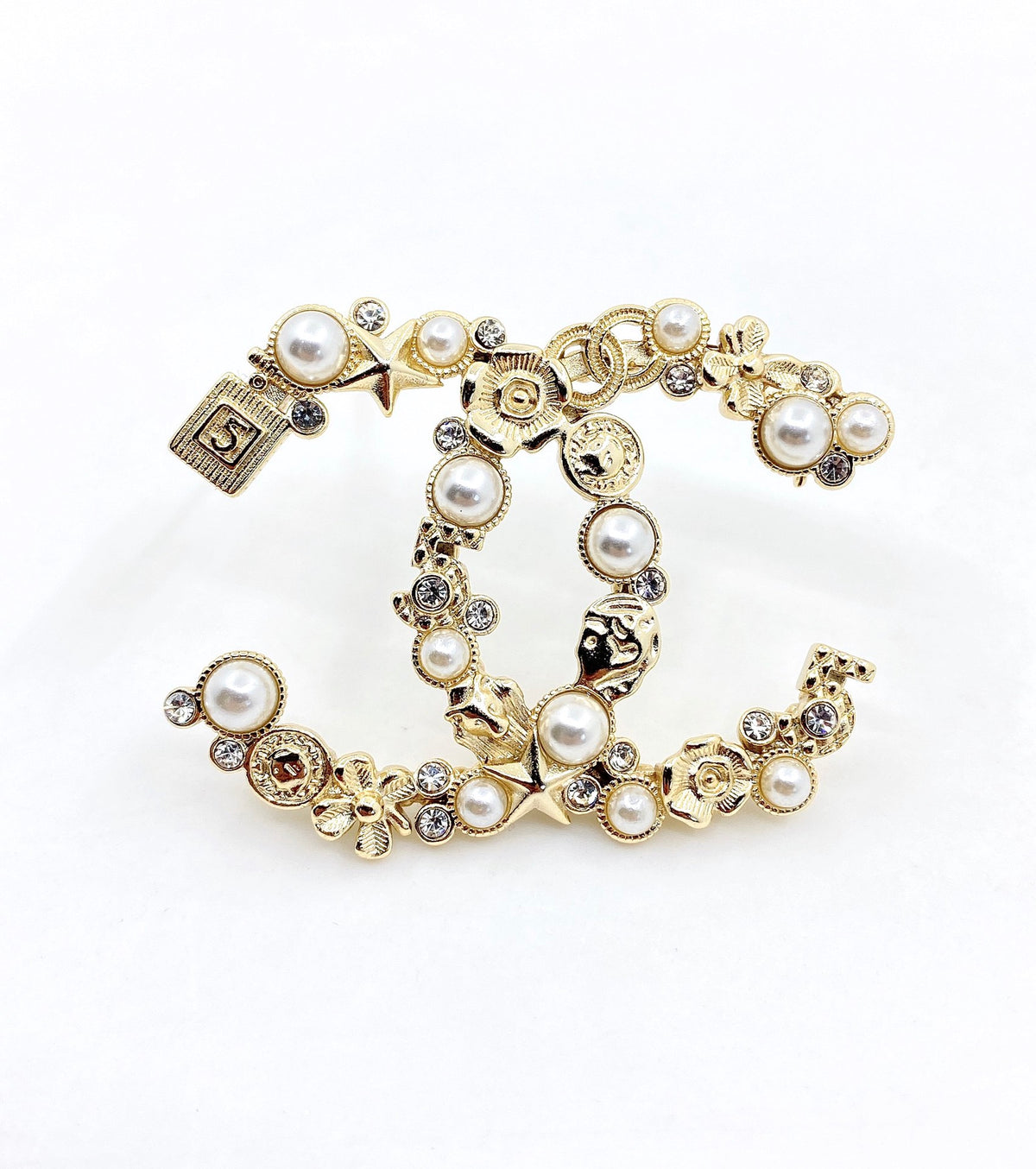 Signature Emblem Brooch in Gold-Tone – Design 007 main product view