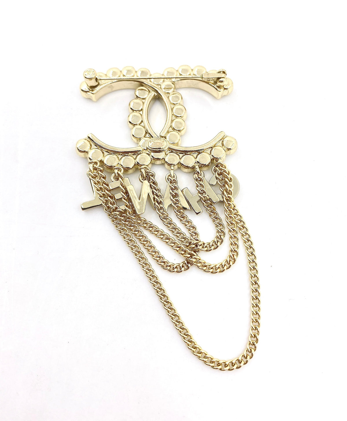 Letter Brooch in Gold-Tone – Design 002 side detail