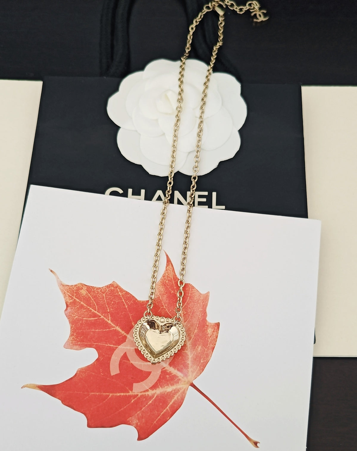 Heart Pendant Necklace in Gold-Tone – Heart Detail – Design 003 styled product view