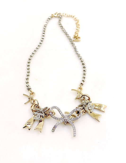 Bow Pendant Necklace in Gold-Tone – Design 007 main product view