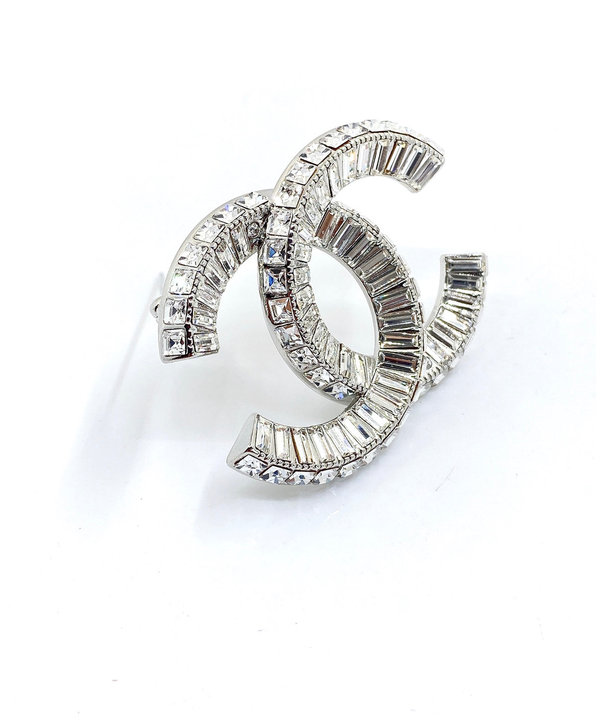 Double-C Emblem Brooch in Polished Metal-Tone – Design 024 styled product view