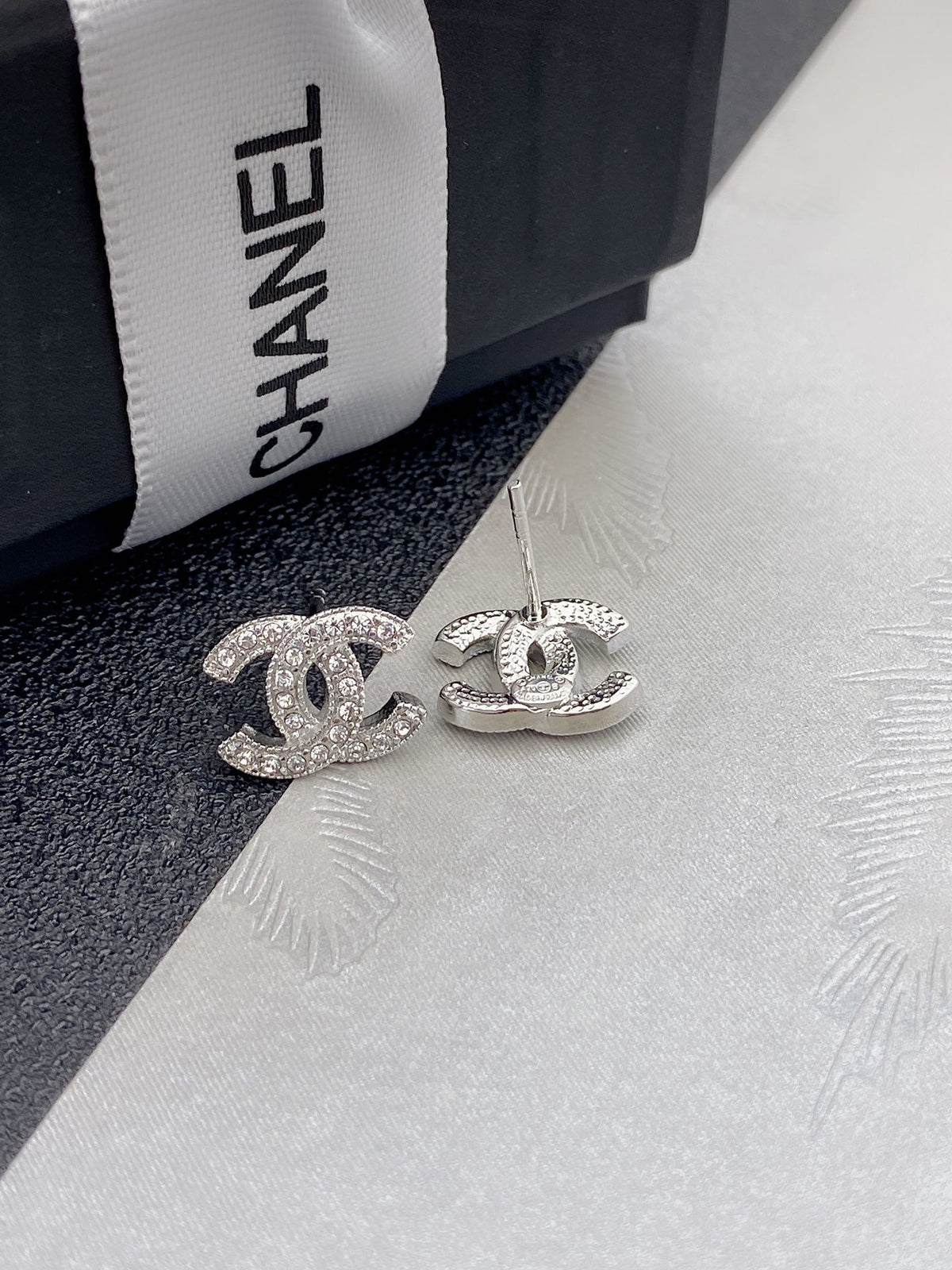 Signature Emblem Stud Earrings in Gold-Tone – Design 030 detail view