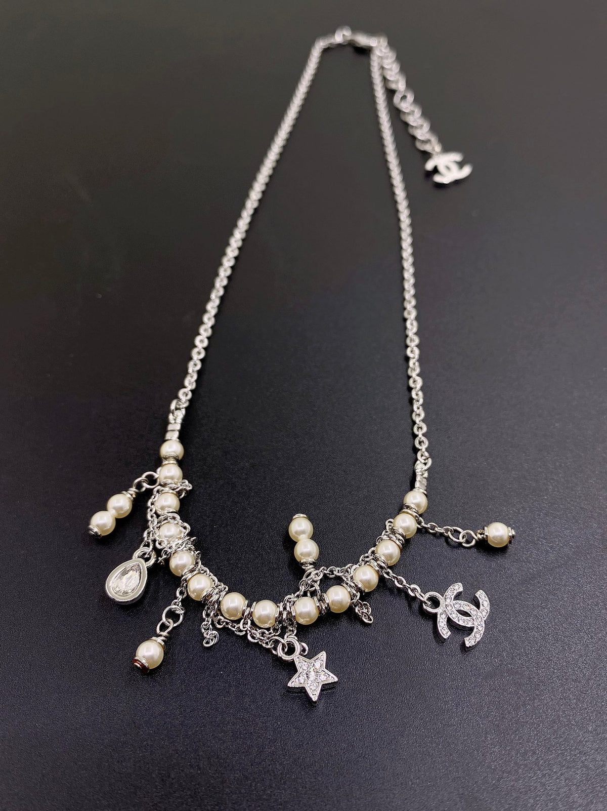 Signature Emblem Pendant Necklace in Gold-Tone – White Detail – Design 002 main product view