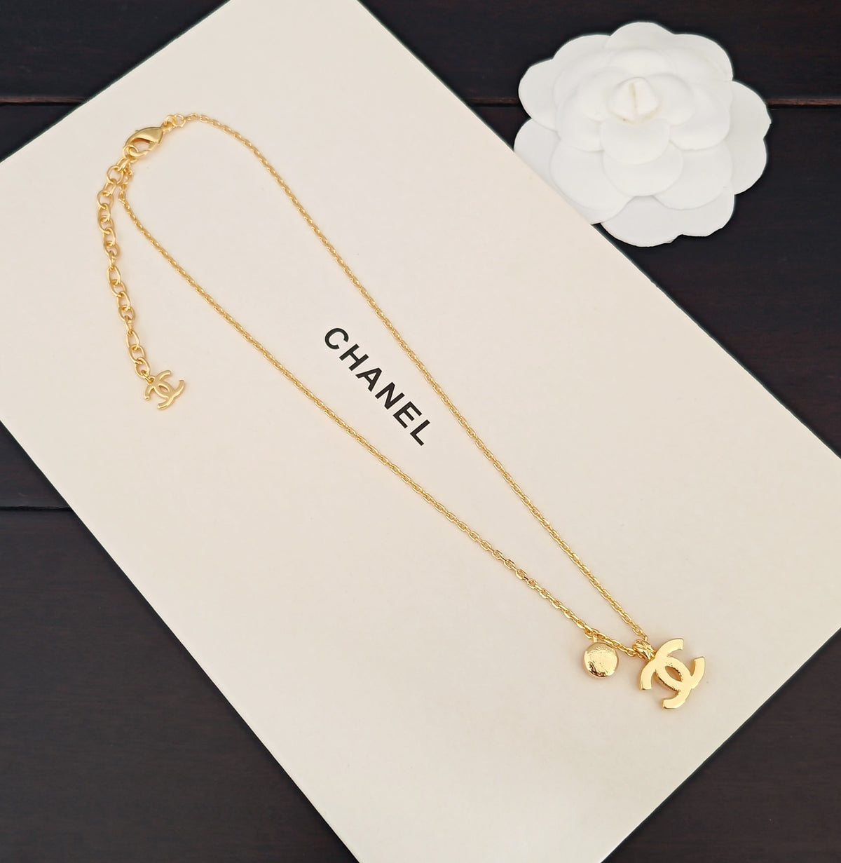 Signature Emblem Crystal-Accent Pendant Necklace – White Detail – Design 004 detail view