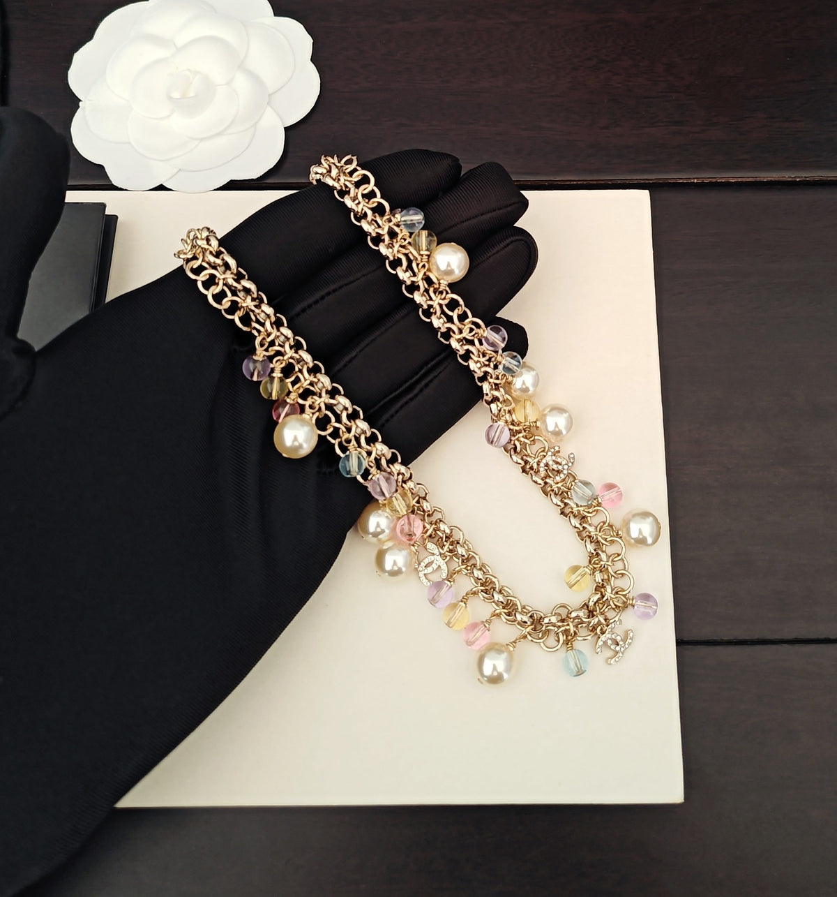 Signature Emblem Crystal-Accent Pendant Necklace – Design 009 detail view