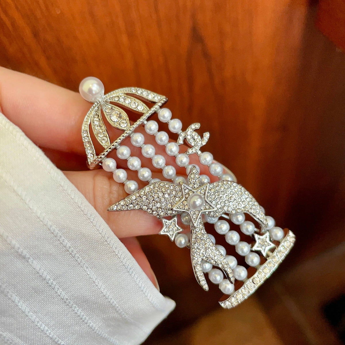 Signature Emblem Brooch in Polished Metal-Tone – Design 026 detail view
