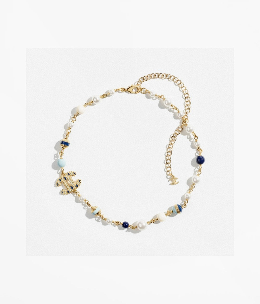 Double-C Emblem Pearl-Detail Pendant Necklace – Pearl Detail – Design 088 main product view