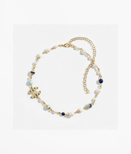 Double-C Emblem Pearl-Detail Pendant Necklace – Pearl Detail – Design 088 main product view