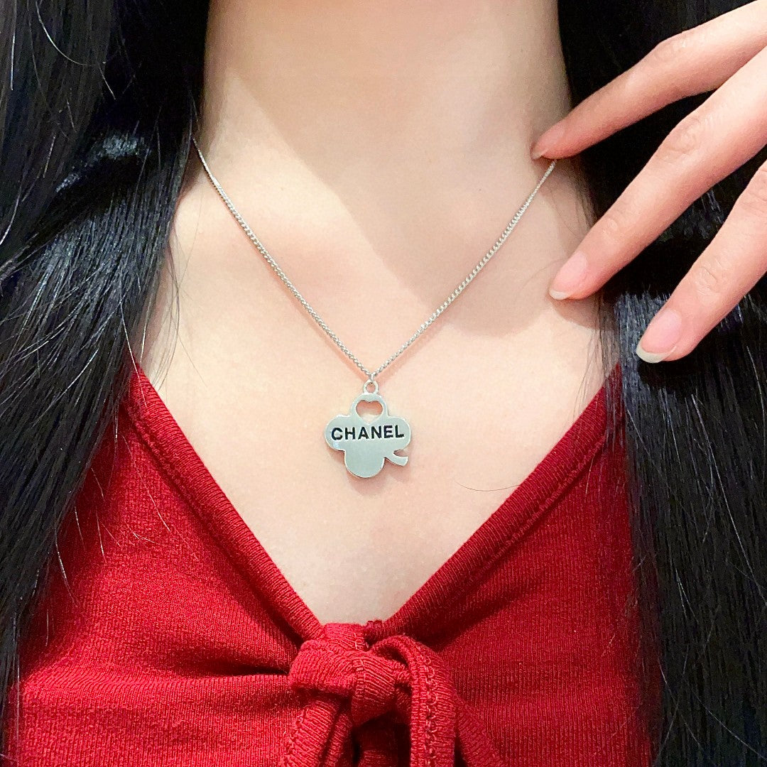 Camellia Pendant Necklace in Polished Metal-Tone – Camellia Detail – Design 002 main product view