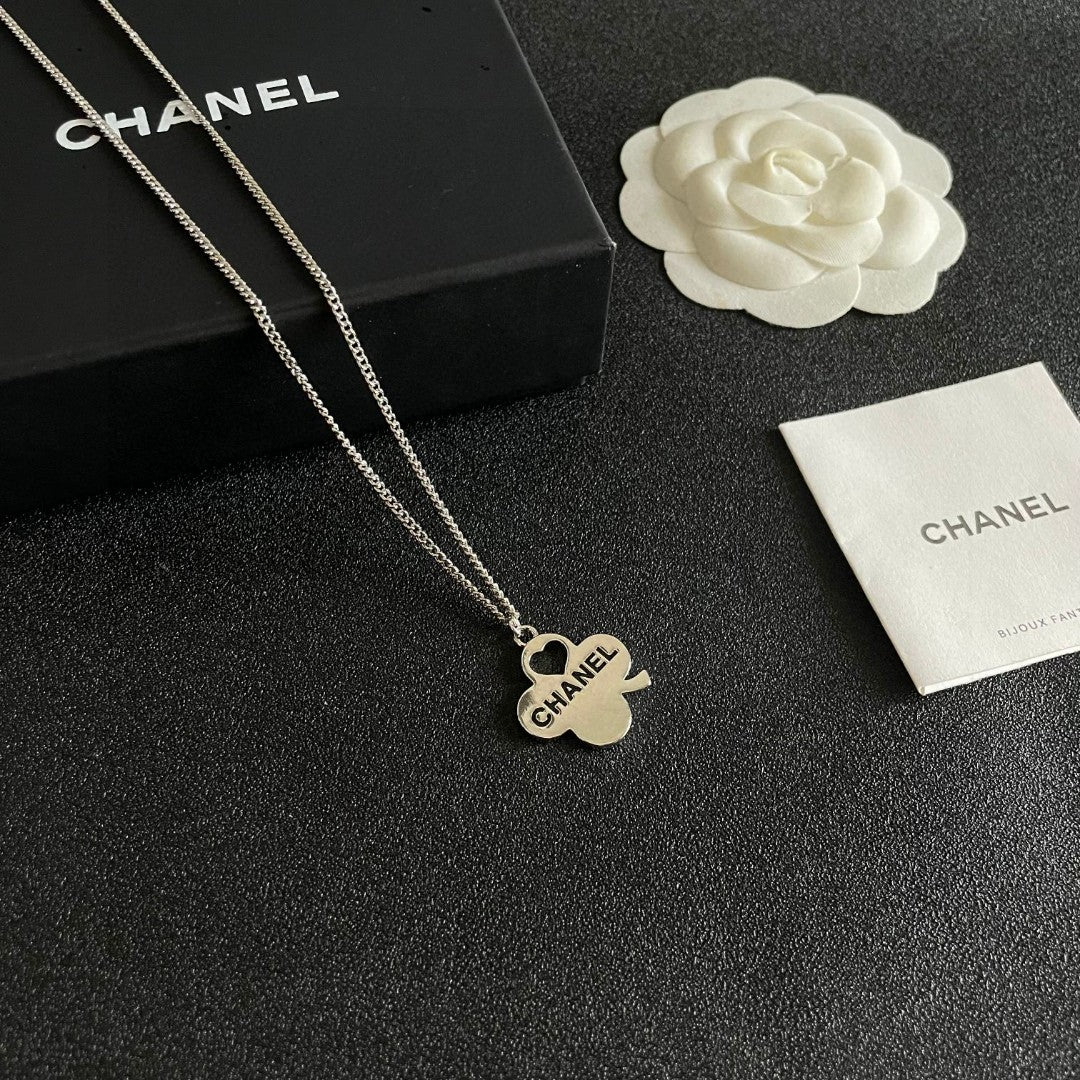 Camellia Pendant Necklace in Polished Metal-Tone – Camellia Detail – Design 002 styled product view