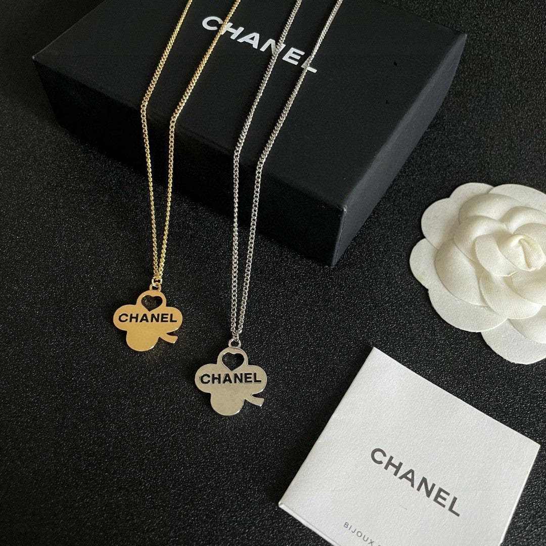 Camellia Pendant Necklace in Polished Metal-Tone – Camellia Detail – Design 024 side detail