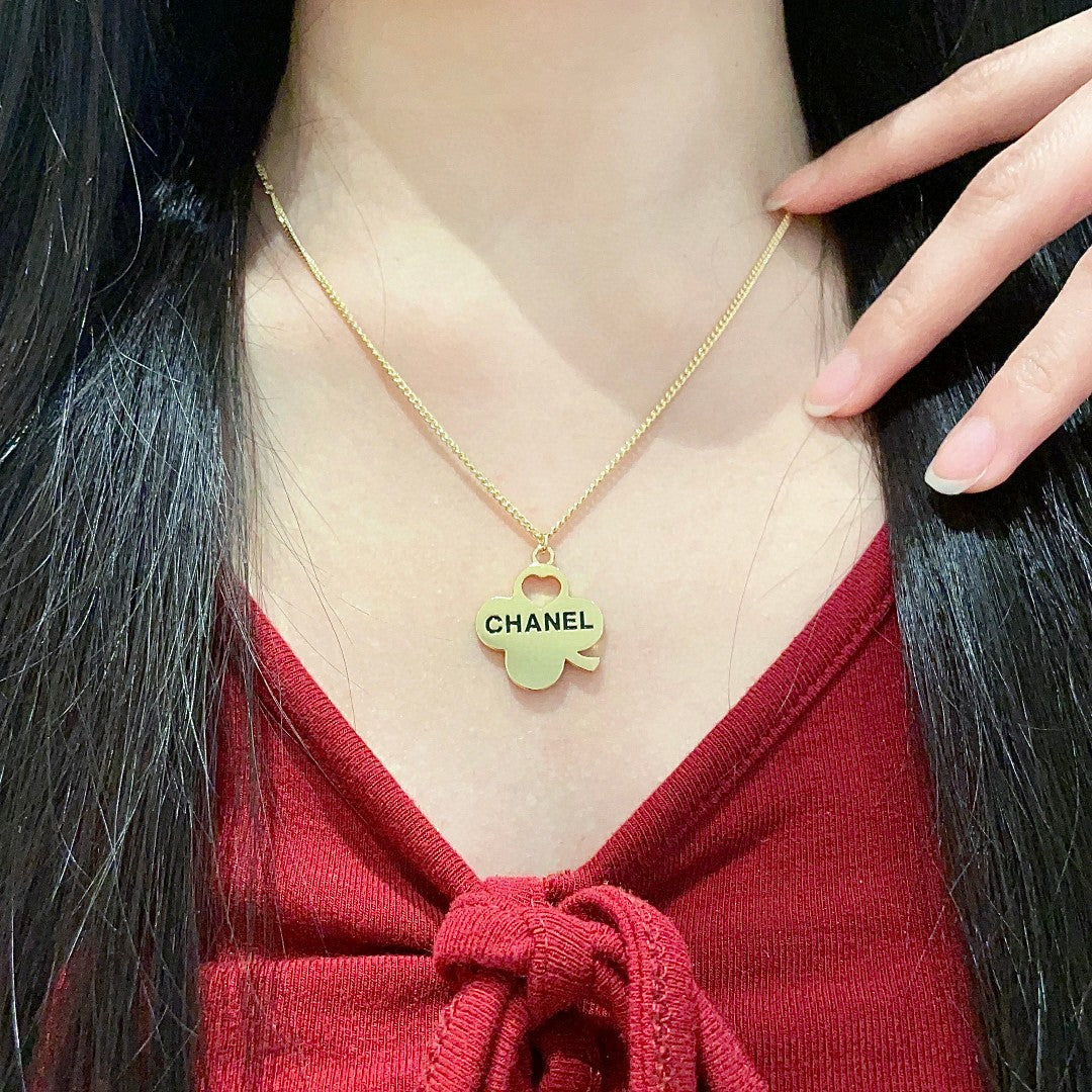 Camellia Pendant Necklace in Polished Metal-Tone – Camellia Detail – Design 023 main product view