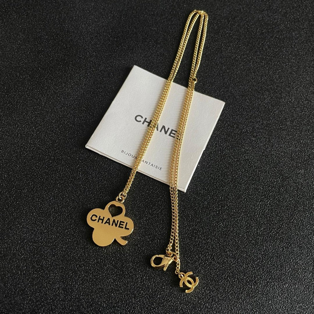 Camellia Pendant Necklace in Polished Metal-Tone – Camellia Detail – Design 021 detail view