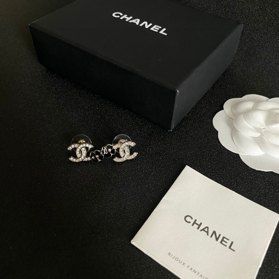 Camellia Stud Earrings in Polished Metal-Tone – Camellia Detail – Design 026 close-up detail
