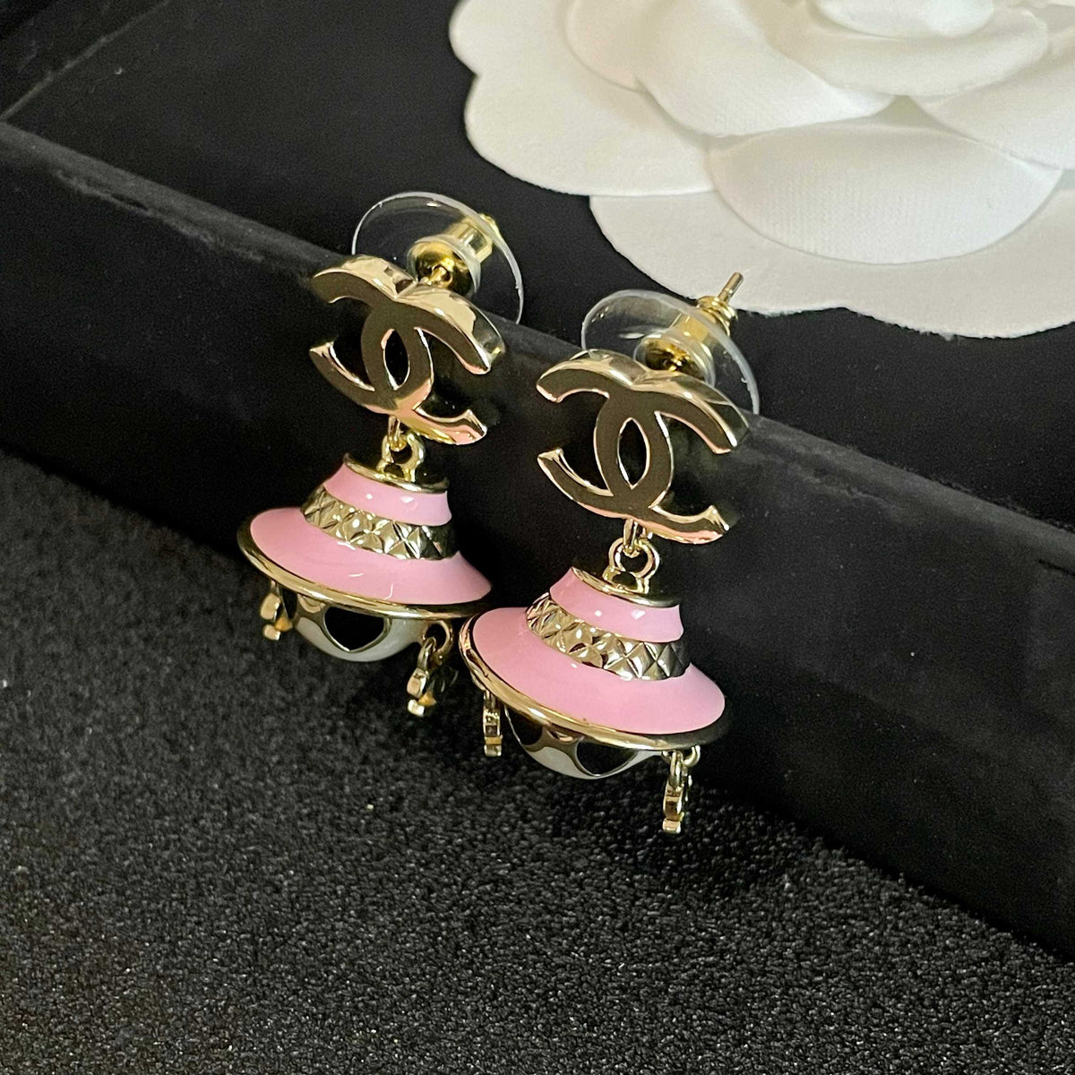 Signature Emblem Statement Earrings in Polished Metal-Tone – Design 027 detail view