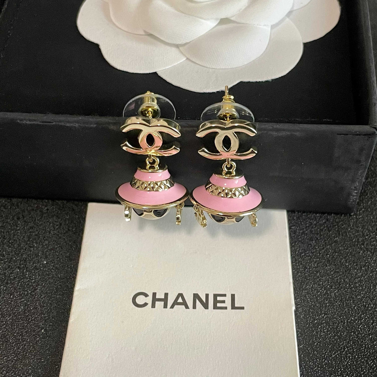 Signature Emblem Statement Earrings in Polished Metal-Tone – Design 003 styled product view