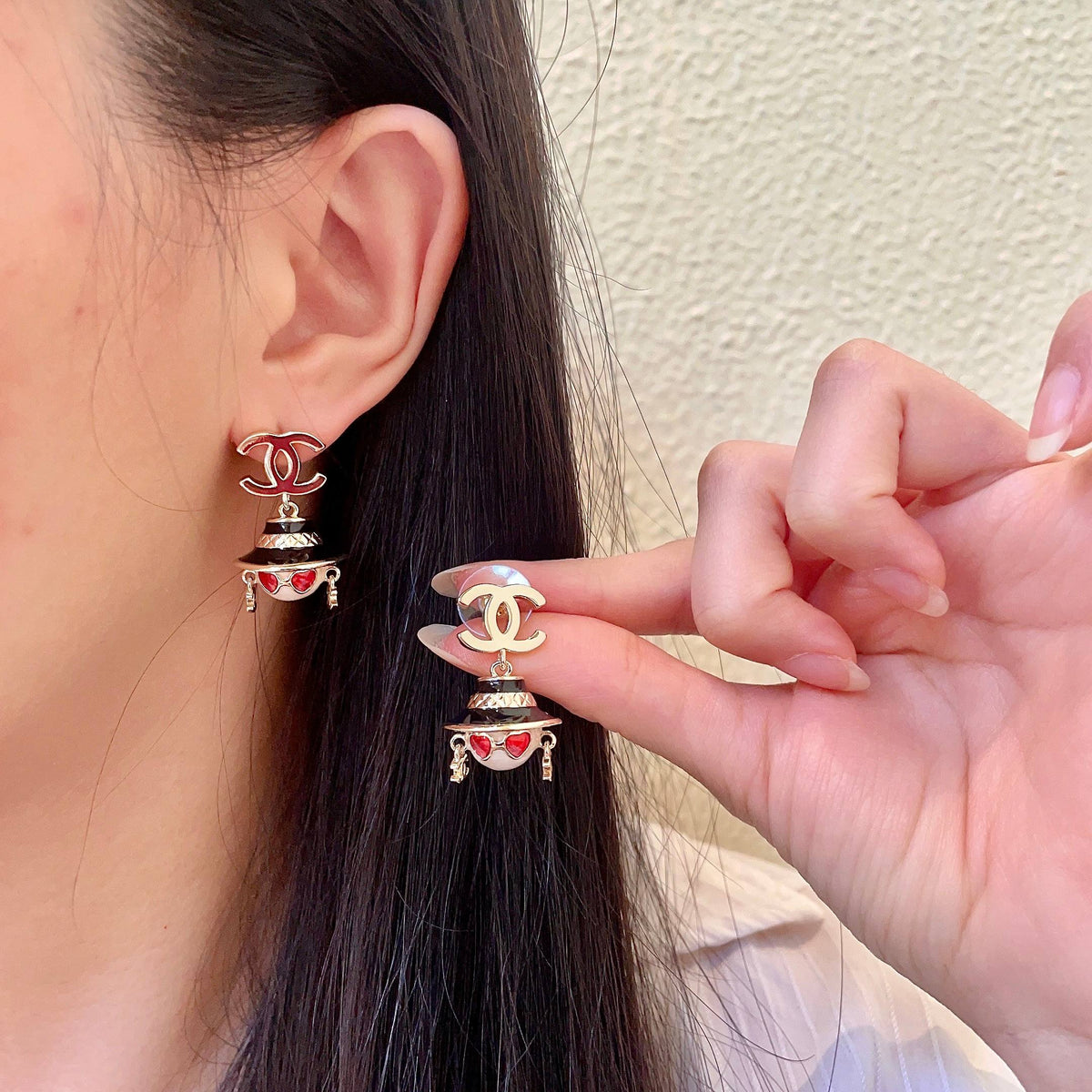 Signature Emblem Statement Earrings in Polished Metal-Tone – Design 023 main product view