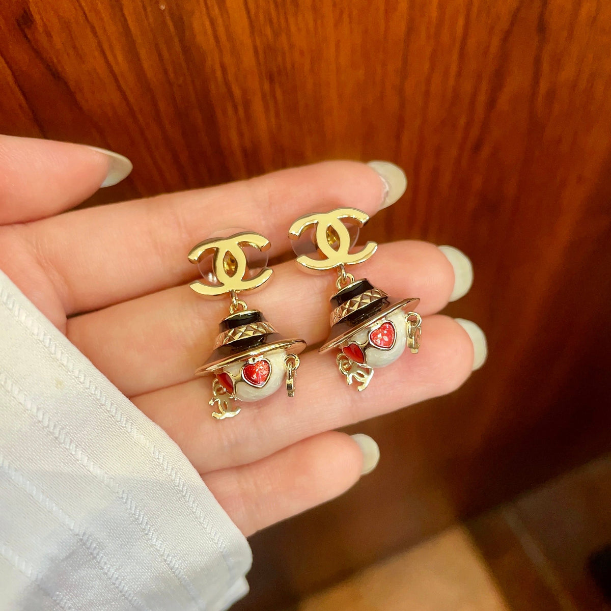 Signature Emblem Statement Earrings in Polished Metal-Tone – Design 026 side detail
