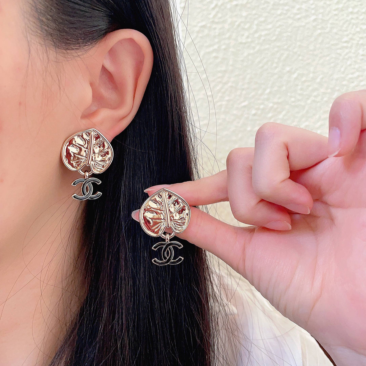Double-C Emblem Statement Earrings in Polished Metal-Tone – Design 014 main product view