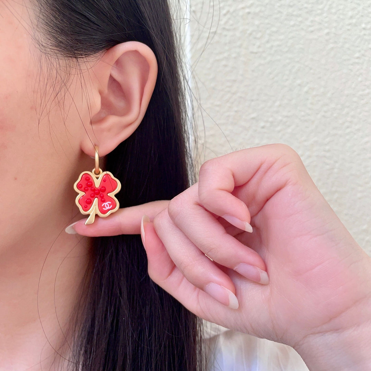 Camellia Statement Earrings in Polished Metal-Tone – Camellia Detail – Design 002 front product view
