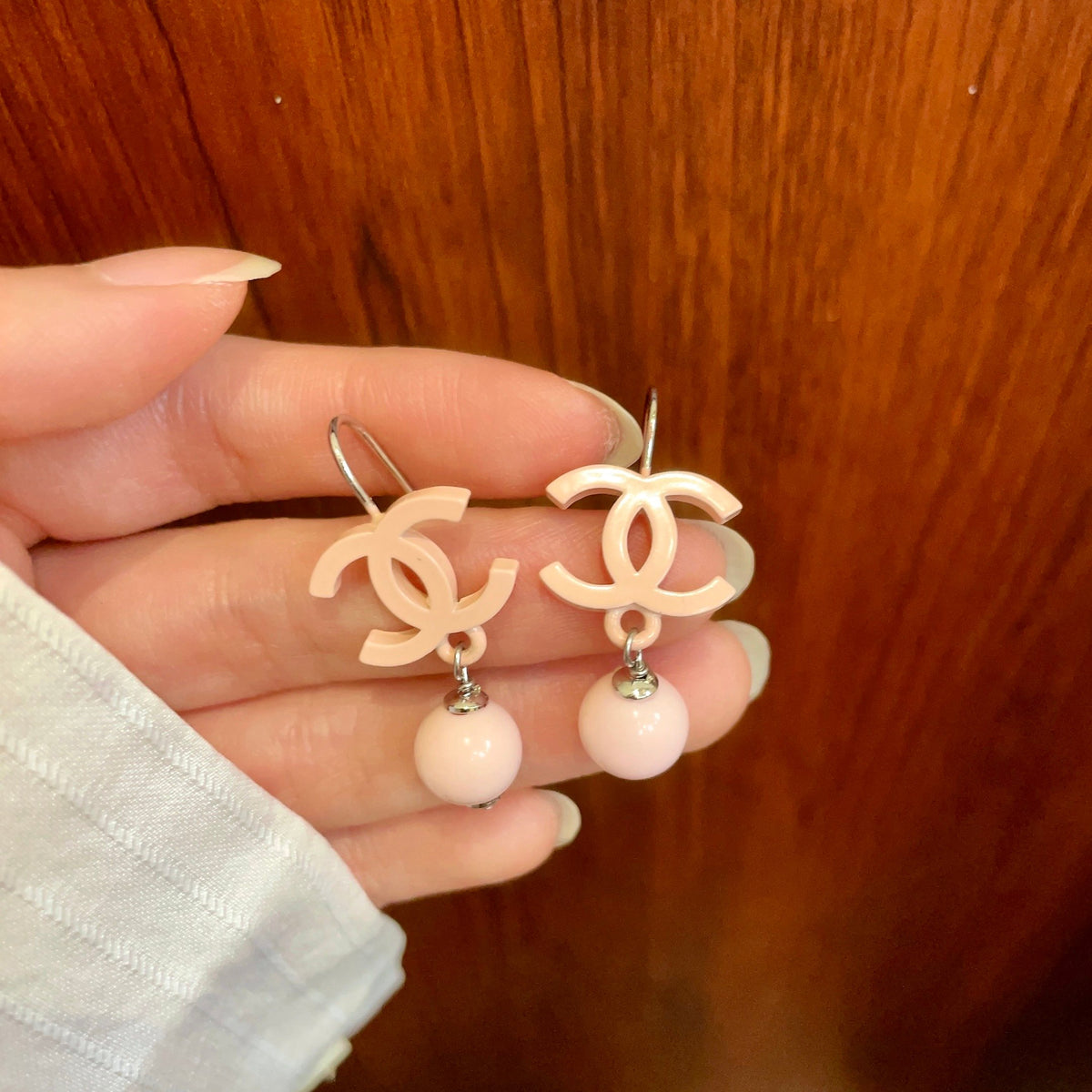 Double-C Emblem Statement Earrings in Polished Metal-Tone – Design 027 side detail