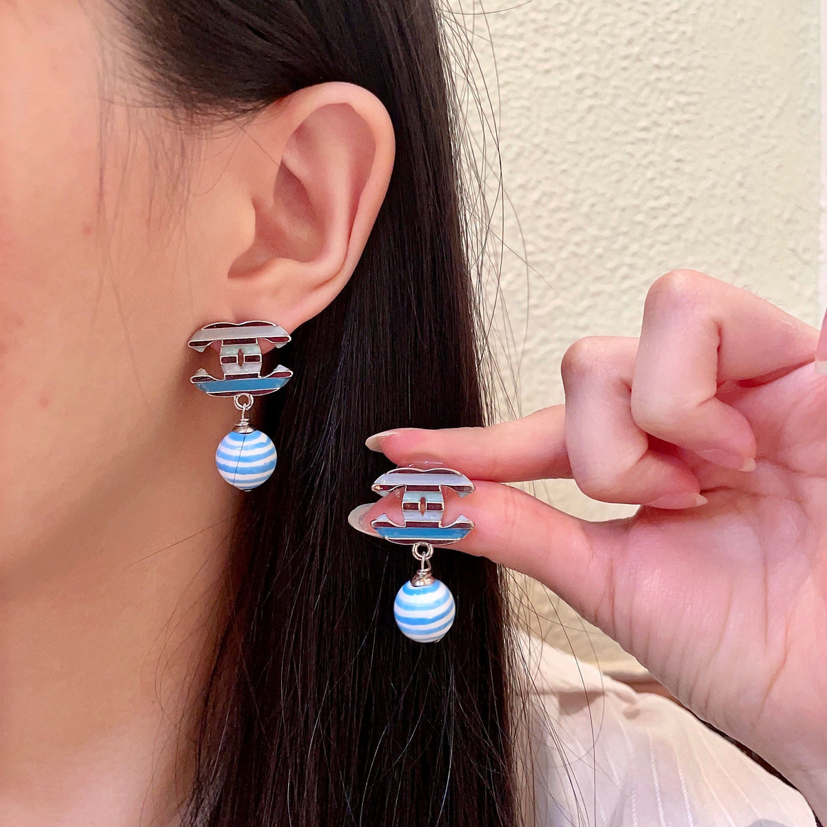 Double-C Emblem Statement Earrings in Polished Metal-Tone – Design 031 main product view