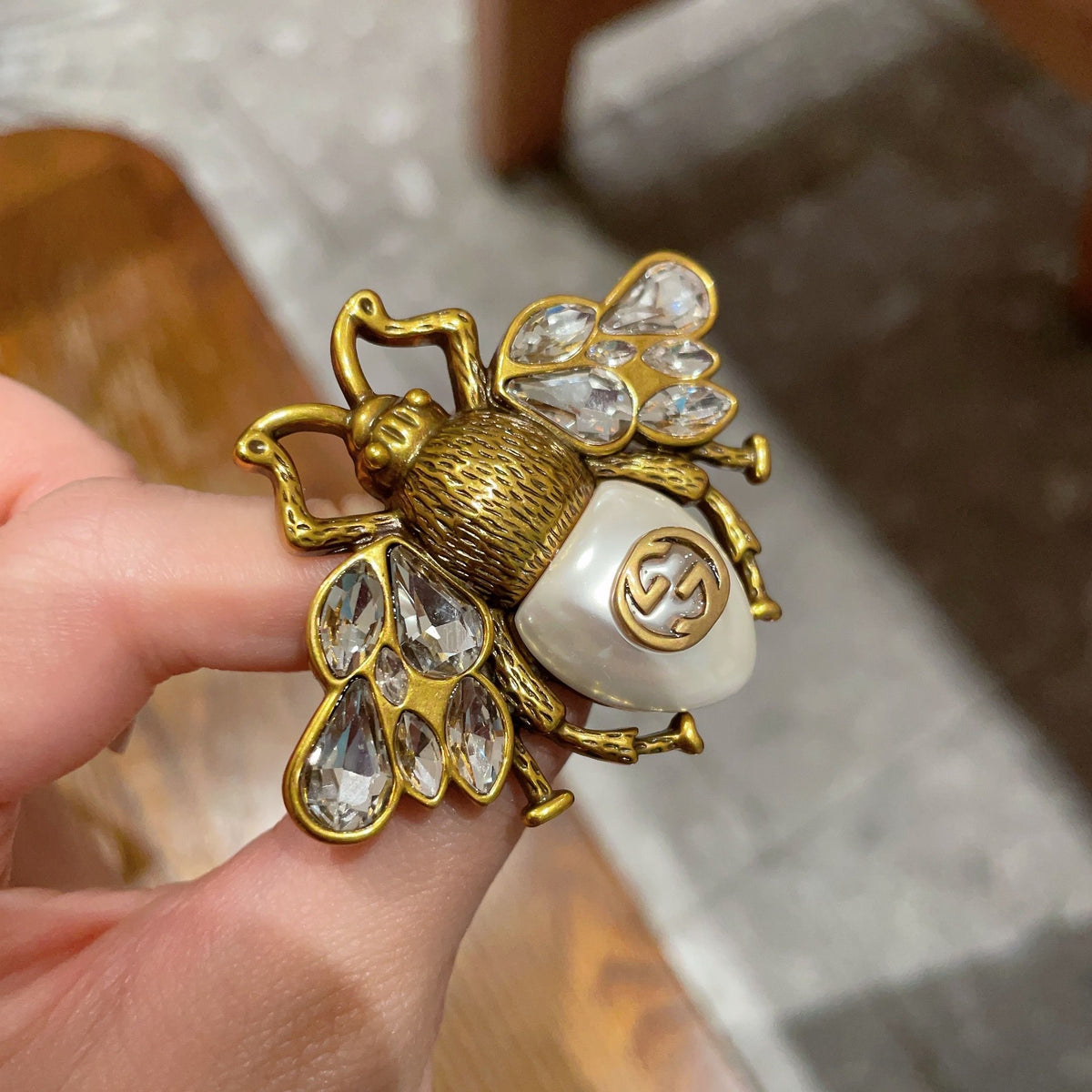 Geometric Emblem Brooch in Polished Metal-Tone – Design 005 detail view