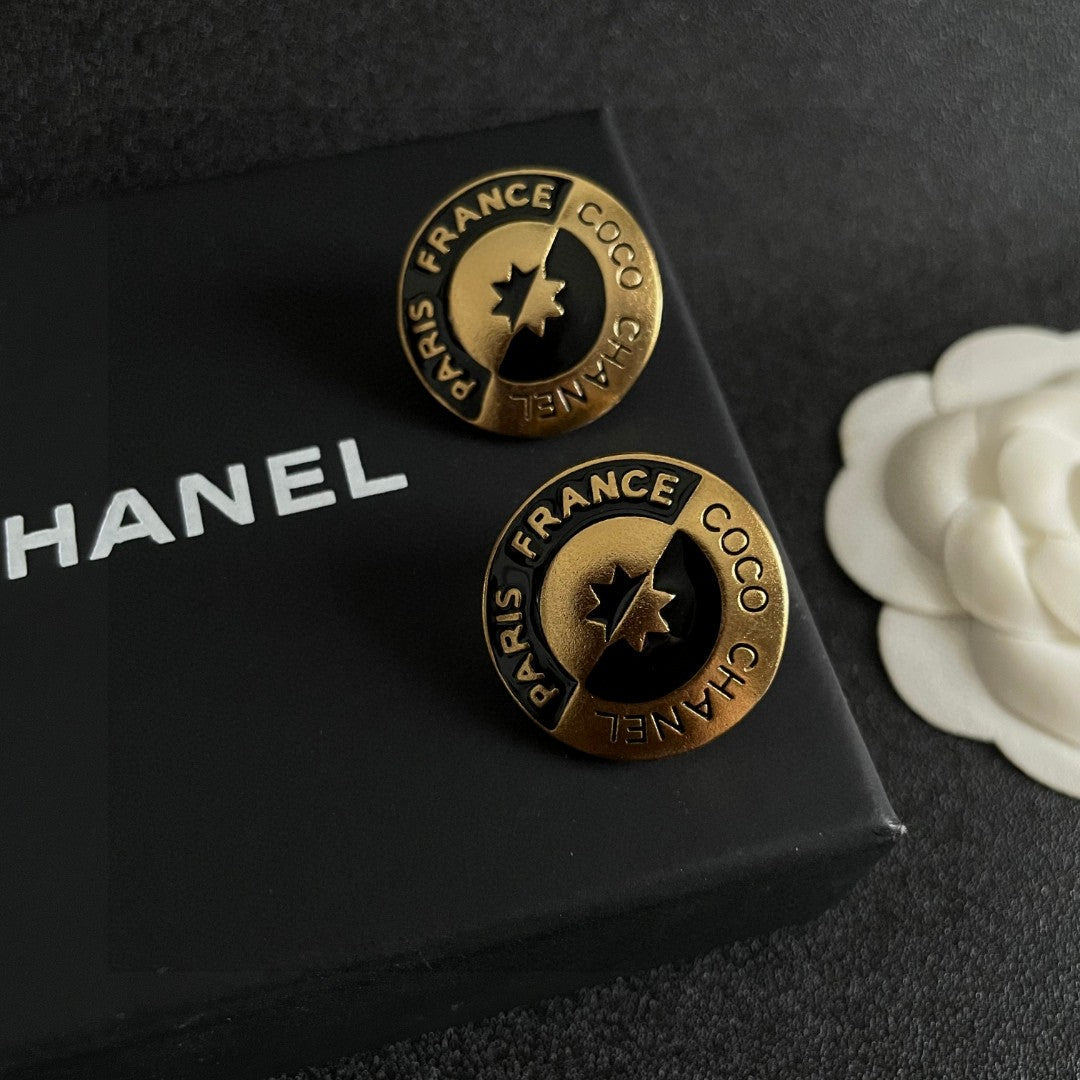 Letter Stud Earrings in Polished Metal-Tone – Design 017 detail view