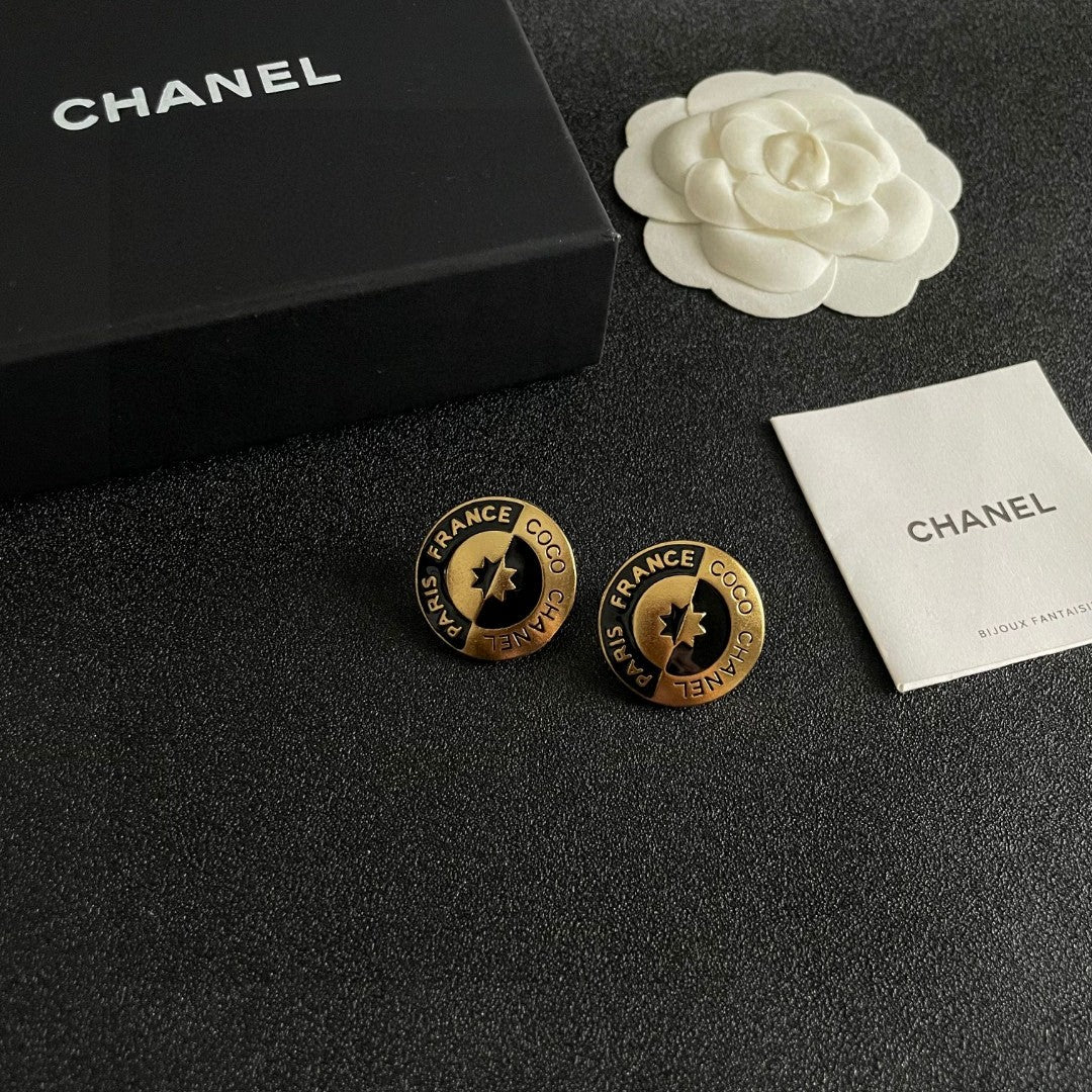 Letter Stud Earrings in Polished Metal-Tone – Design 017 styled product view