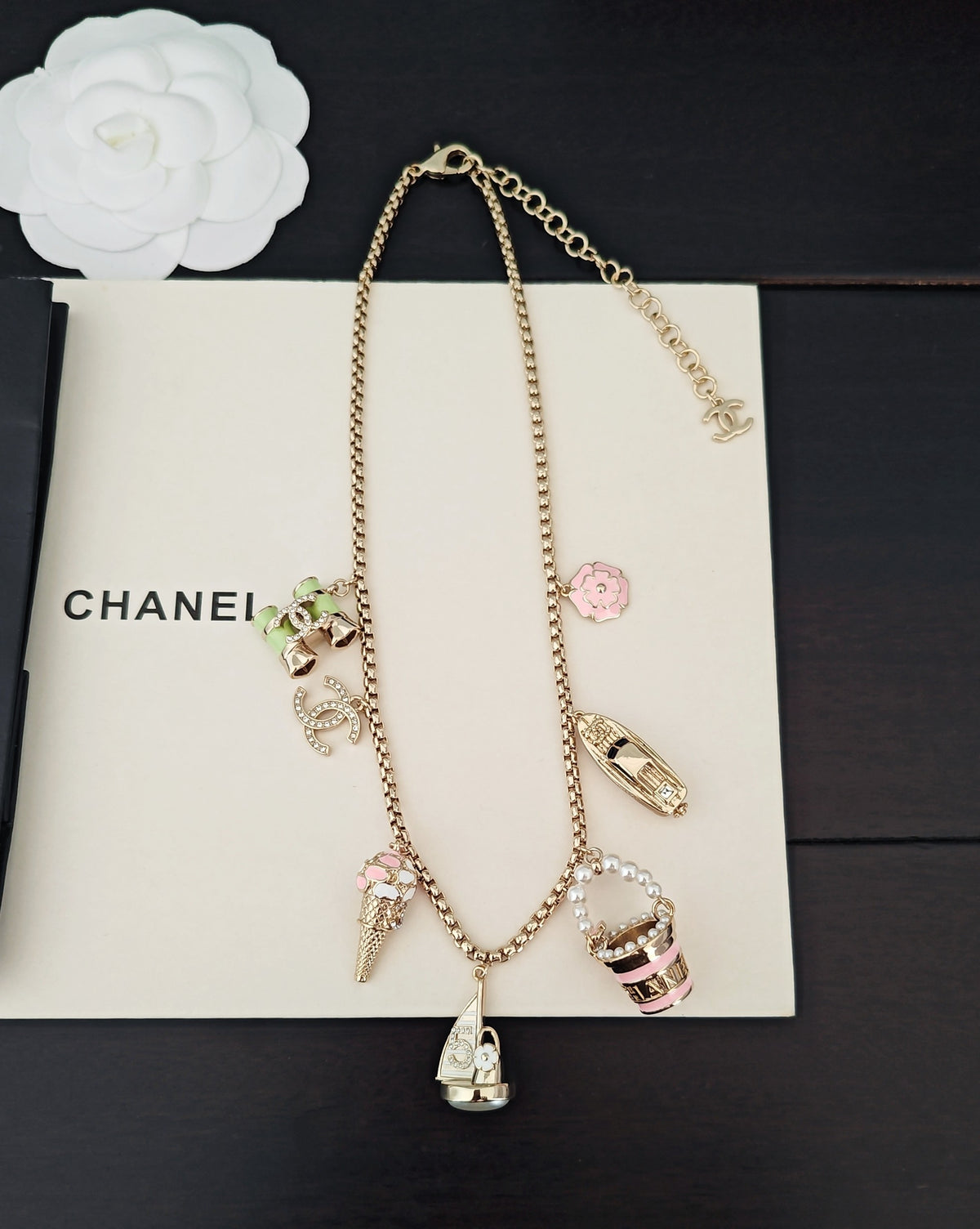 Signature Emblem Pendant Necklace in Gold-Tone – Design 041 front product view
