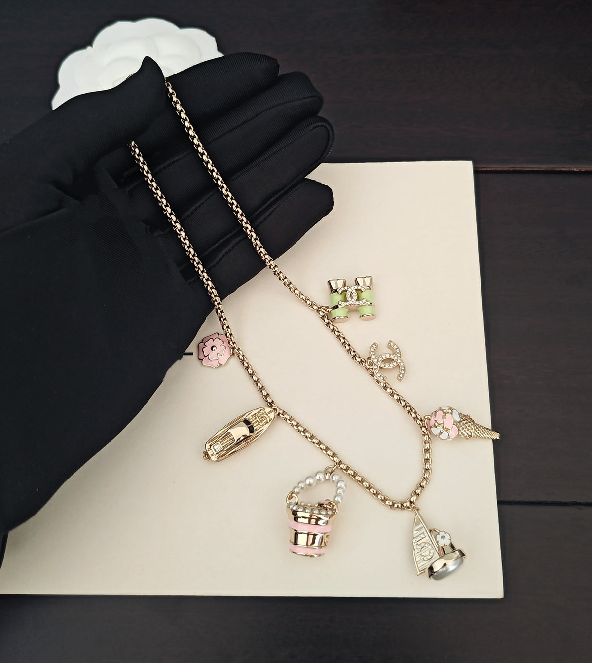 Signature Emblem Pendant Necklace in Gold-Tone – Design 059 main product view