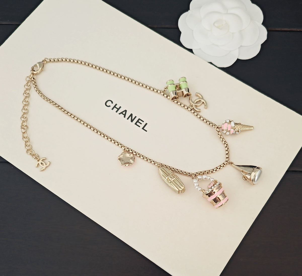 Signature Emblem Pendant Necklace in Gold-Tone – Design 010 side detail
