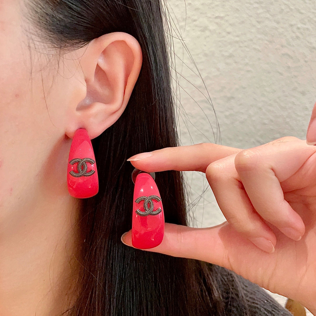 Signature Emblem Stud Earrings in Polished Metal-Tone – Design 028 main product view