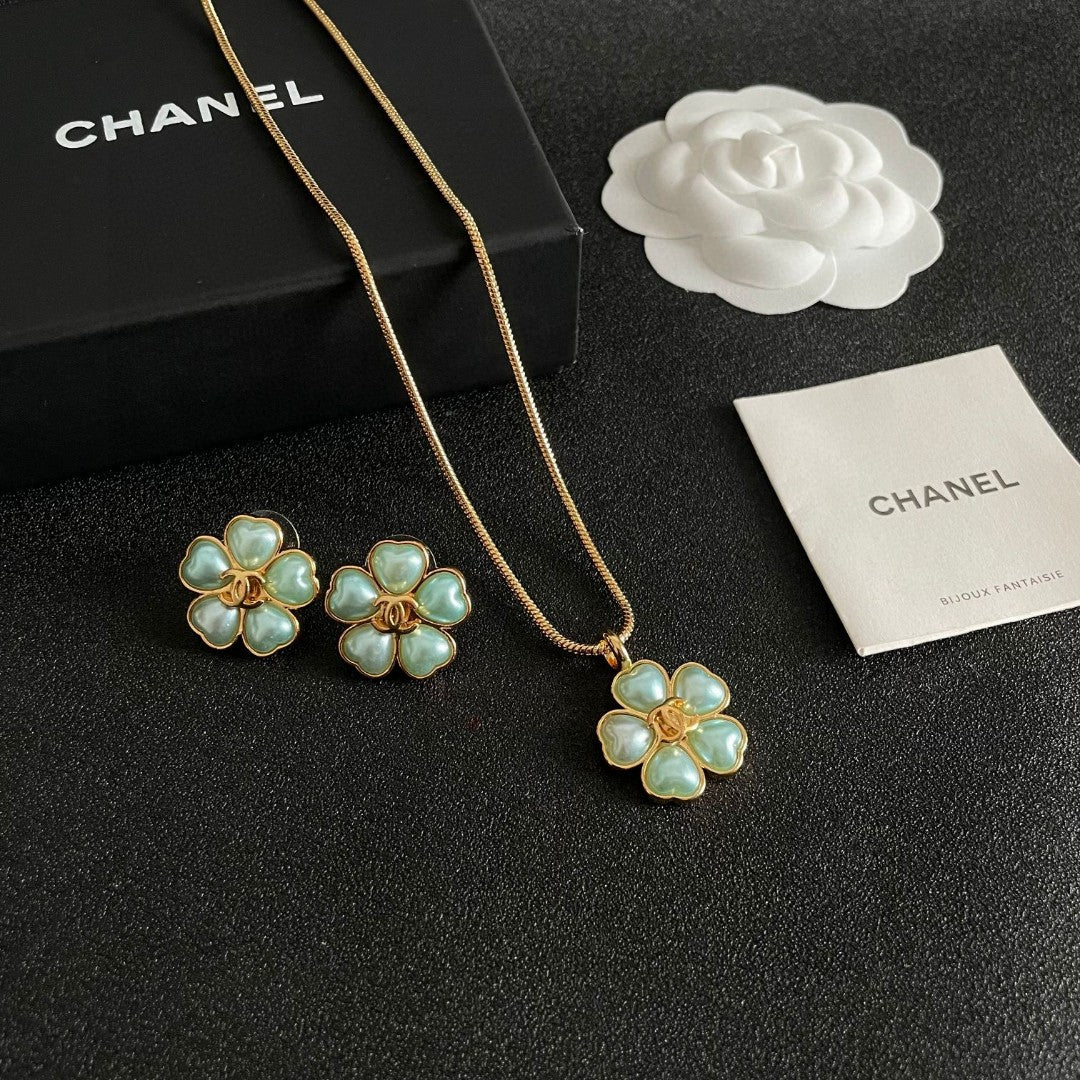 Camellia Pendant Necklace in Polished Metal-Tone – Camellia Detail – Design 016 styled product view