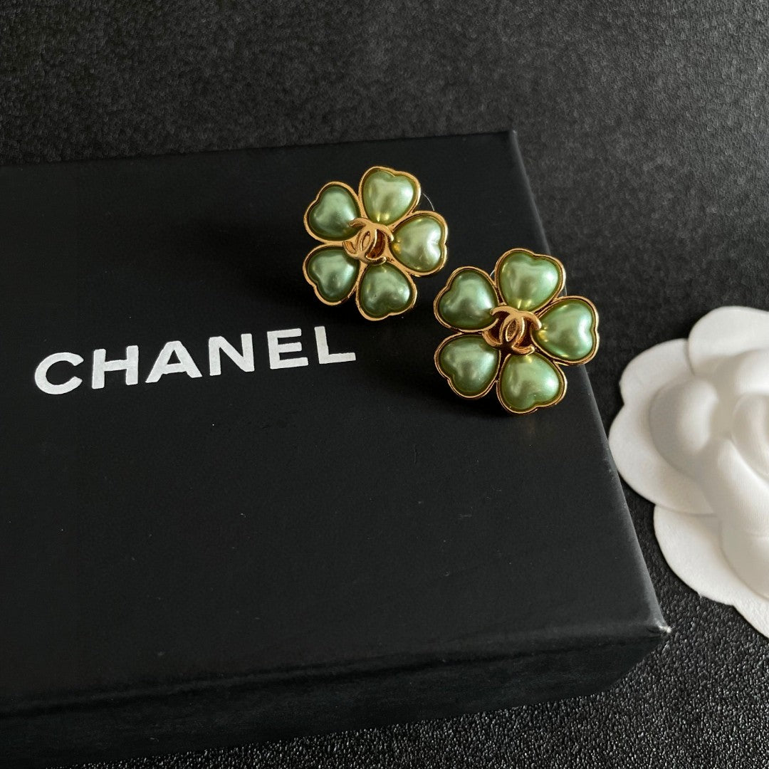 Camellia Stud Earrings in Polished Metal-Tone – Camellia Detail – Design 037 detail view