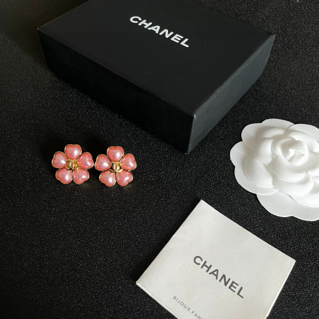 Camellia Stud Earrings in Polished Metal-Tone – Camellia Detail – Design 036 close-up detail