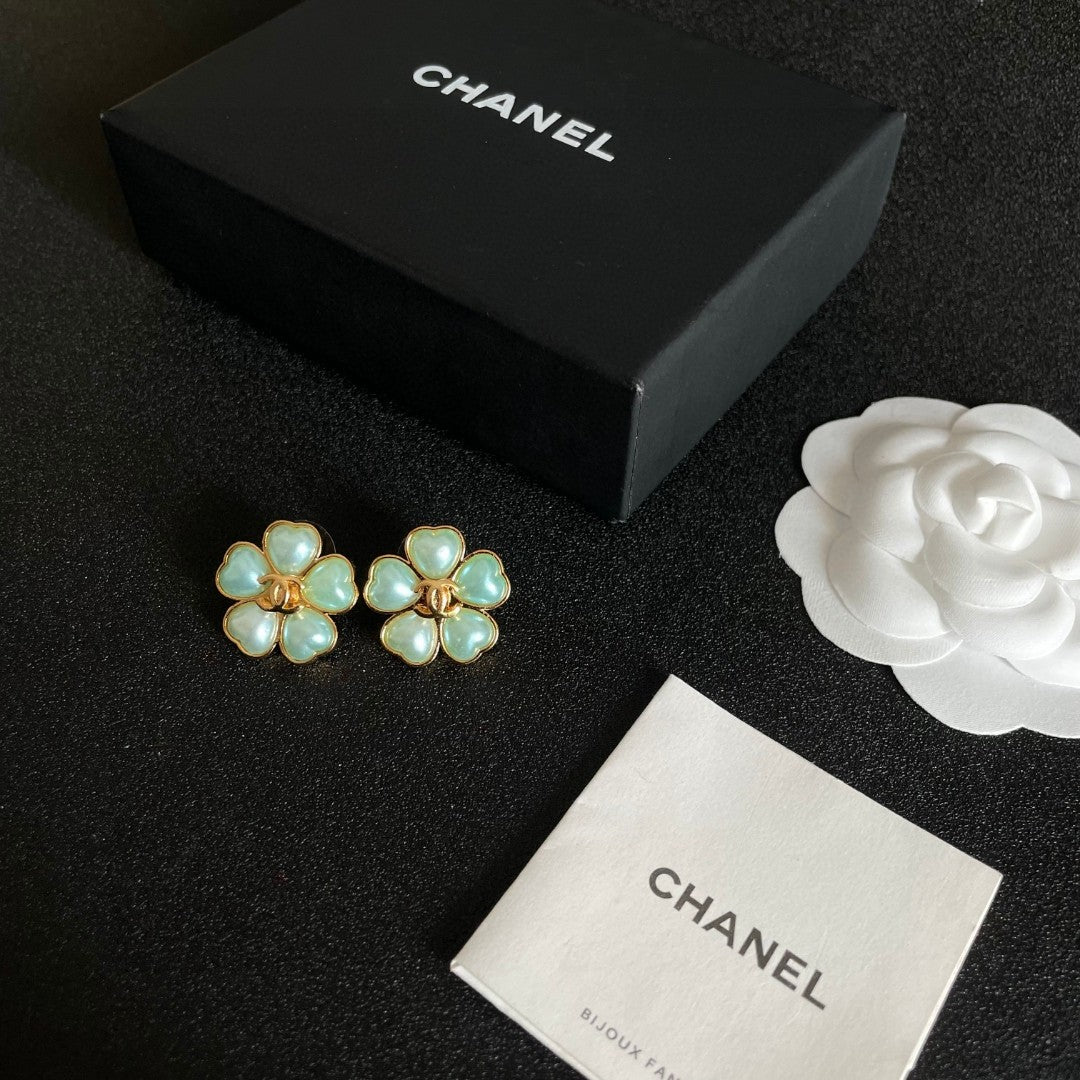 Camellia Stud Earrings in Polished Metal-Tone – Camellia Detail – Design 035 close-up detail