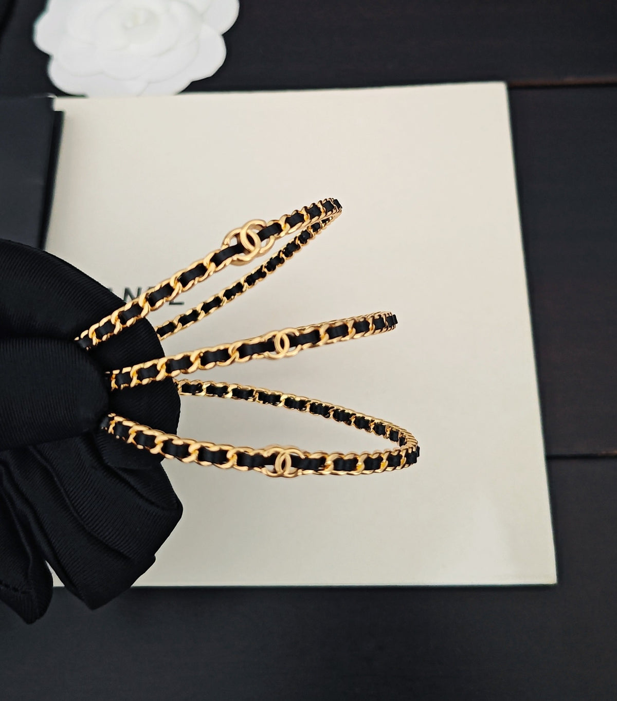 Signature Emblem Bangle in Gold-Tone – Black Detail – Design 005 main product view
