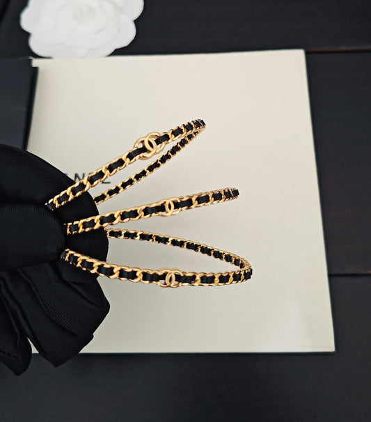 Signature Emblem Bangle in Gold-Tone – Black Detail – Design 005 main product view