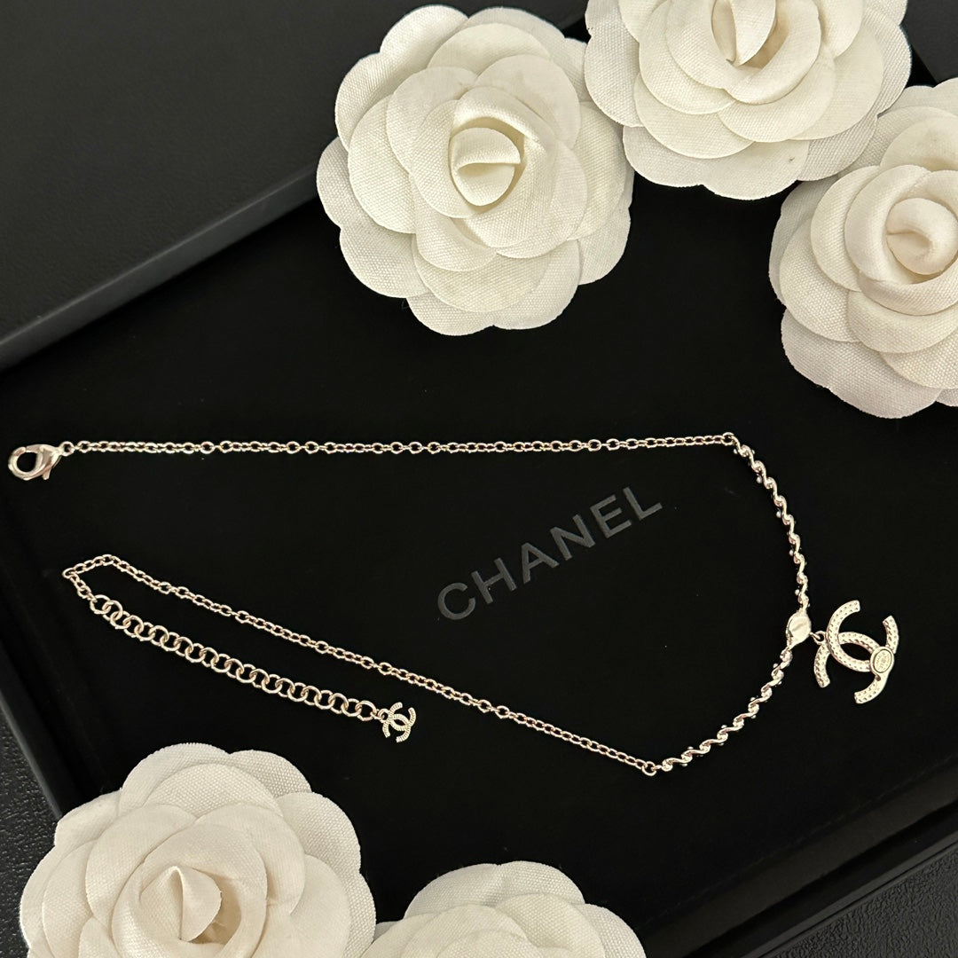 Letter Pendant Necklace in Polished Metal-Tone – Design 014 styled product view