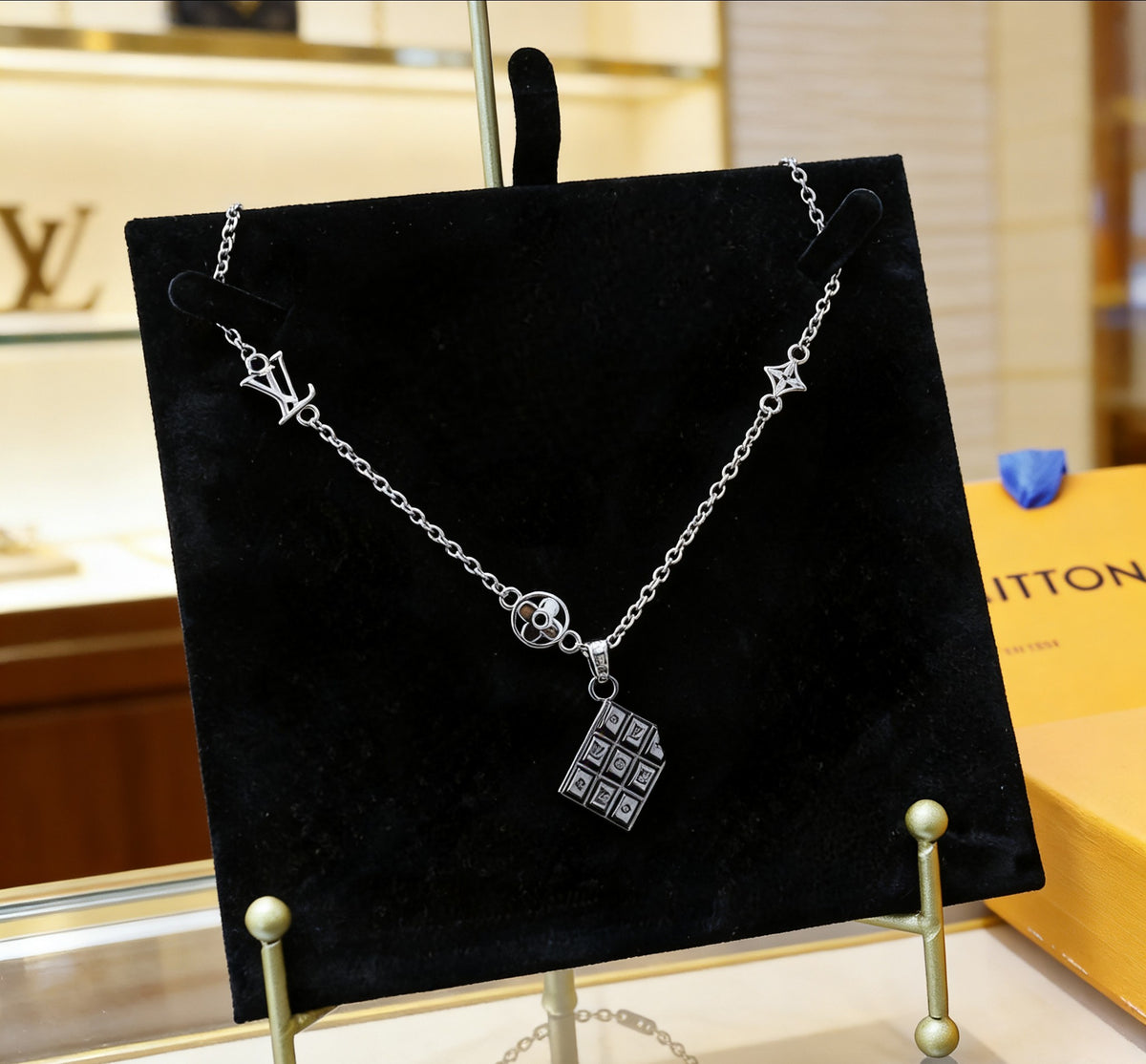 Letter Pendant Necklace in Polished Metal-Tone – Design 012 main product view