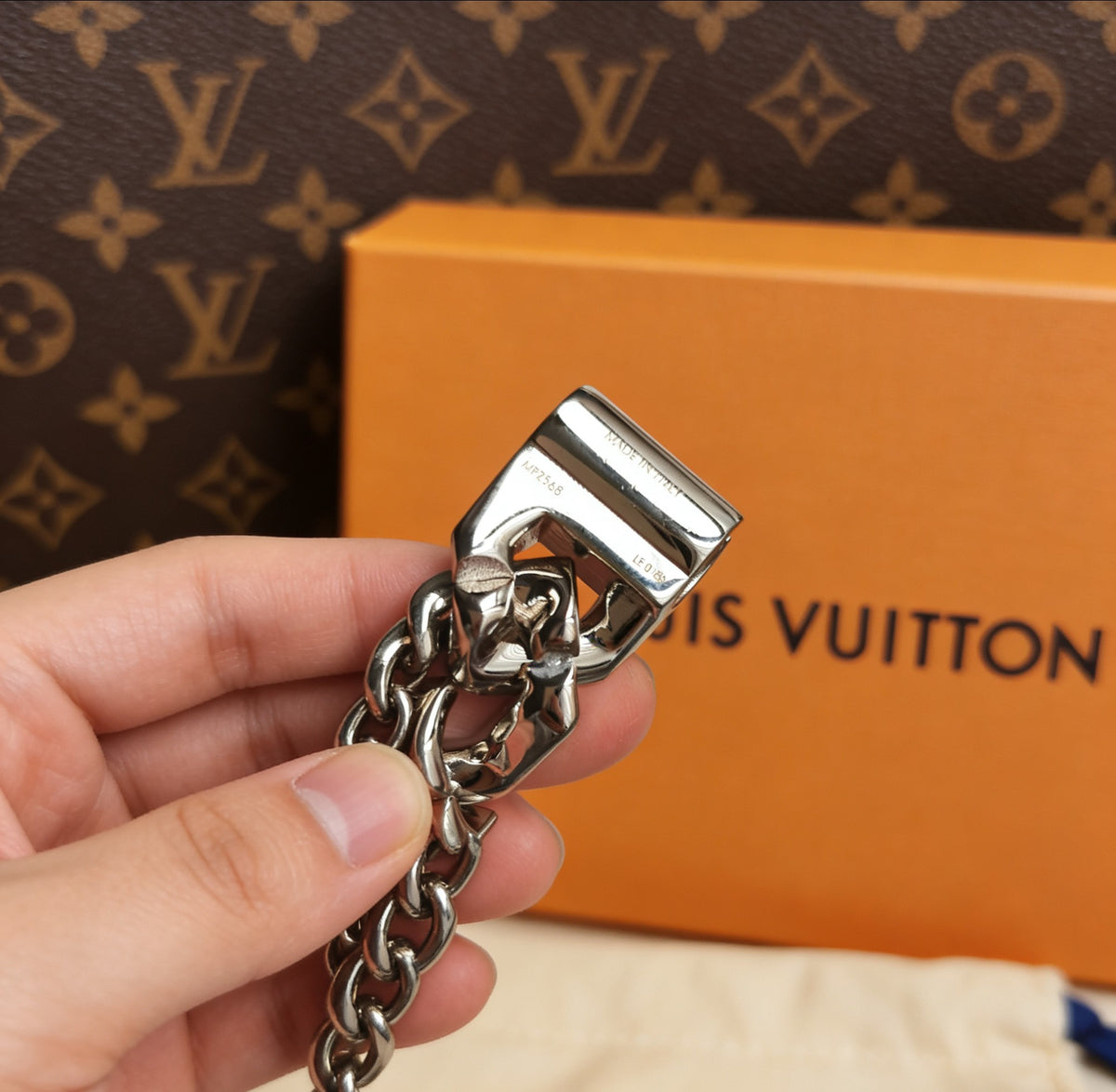 Signature Emblem Bracelet in Polished Metal-Tone – Design 023 close-up detail